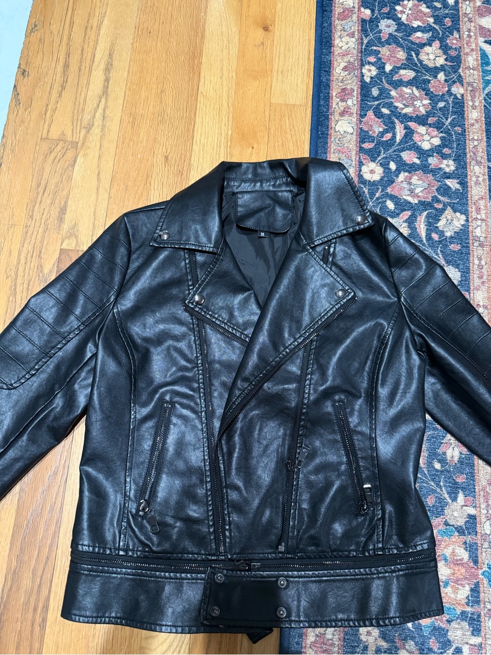 Black Faux Leather Moto Jacket